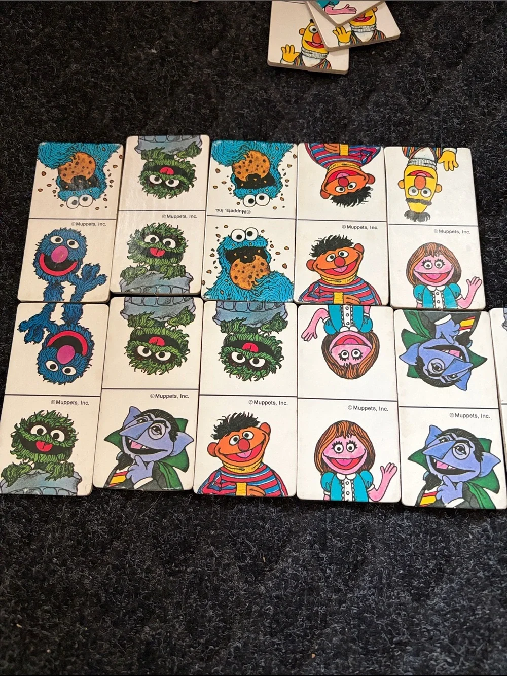 Vintage Sesame Street Dominoes Game 1980 - 30 Cardboard Dominoes Complete Set